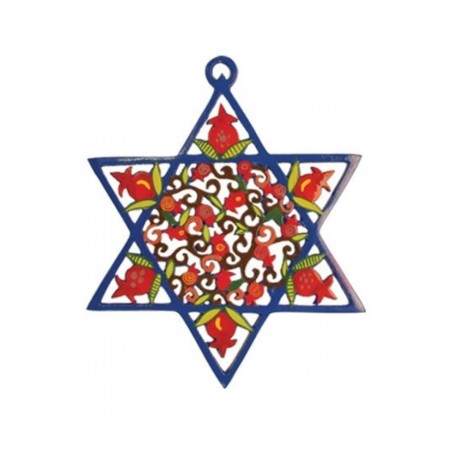 יאיר עמנואל כחול תליית קיר מגן דוד במילוי... | שְׁטִיחֵי קִיר